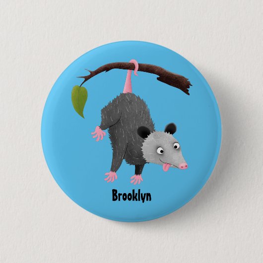 Niedliches lustiges Opossum aus Cartoon Button (Vorderseite)