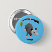 Niedliches lustiges Opossum aus Cartoon Button (Vorne & Hinten)