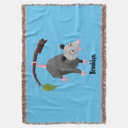 Niedliches lustiges Opossum aus Cartoon Decke (Vorderseite Vertikal)