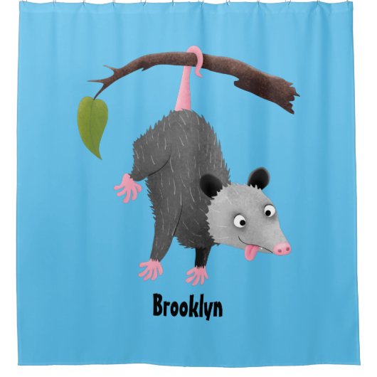 Niedliches lustiges Opossum aus Cartoon Duschvorhang (Vorderseite)