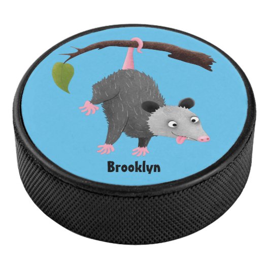 Niedliches lustiges Opossum aus Cartoon Eishockey Puck (3/4)