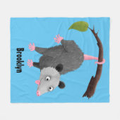 Niedliches lustiges Opossum aus Cartoon Fleecedecke (Vorderseite (Horizontal))