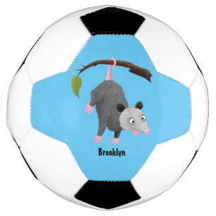 Niedliches lustiges Opossum aus Cartoon Fußball