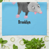 Niedliches lustiges Opossum aus Cartoon Geschirrtuch (Gefaltet)