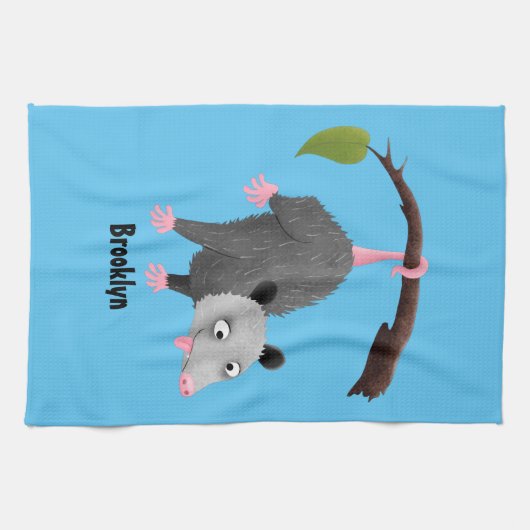 Niedliches lustiges Opossum aus Cartoon Geschirrtuch (Horizontal)