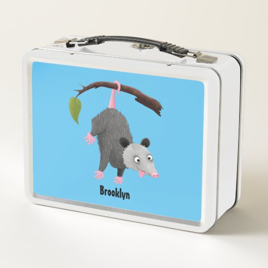 Niedliches lustiges Opossum aus Cartoon Metall Brotdose (Rückseite)