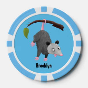 Niedliches lustiges Opossum aus Cartoon Pokerchips