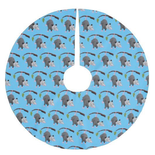 Niedliches lustiges Opossum aus Cartoon Polyester Weihnachtsbaumdecke (Vorderseite)