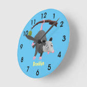 Niedliches lustiges Opossum aus Cartoon Runde Wanduhr (Winkel)