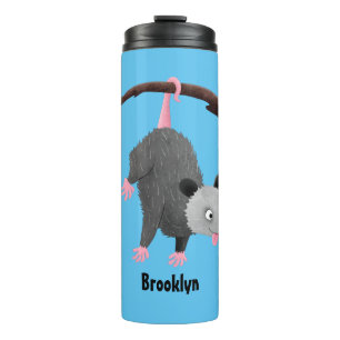 Niedliches lustiges Opossum aus Cartoon Thermosbecher