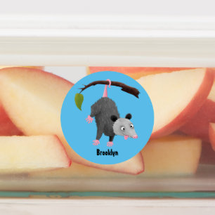 Niedliches lustiges Opossum hängt personalisierten Etiketten