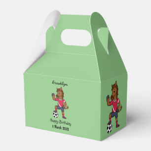 Niedliches lustiges Pferd beim Fußballspielen Cart Geschenkschachtel