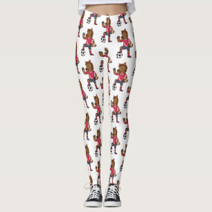 Niedliches lustiges Pferd beim Fußballspielen Cart Leggings