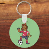 Niedliches lustiges Pferd beim Fußballspielen Cart Schlüsselanhänger (Vorderseite)