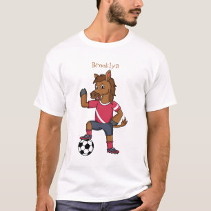 Niedliches lustiges Pferd beim Fußballspielen Cart T-Shirt
