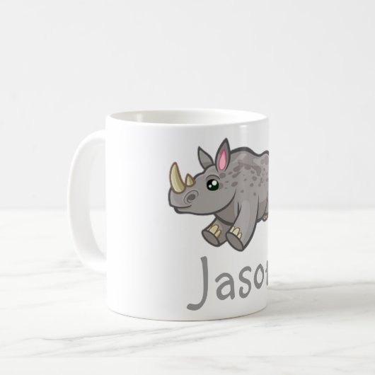 Niedliches lustiges Rhino-Tier-Dschungel-Tier Kaffeetasse (Vorderseite Links)