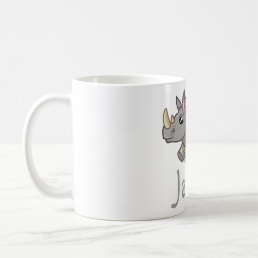 Niedliches lustiges Rhino-Tier-Dschungel-Tier Kaffeetasse (Links)