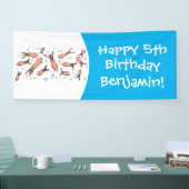 Niedliches, lustiges Rosa-Tintenfisch-Cartoon-Must Banner (Messe)