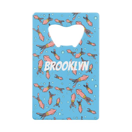 Niedliches, lustiges Rosa-Tintenfisch-Cartoon-Must Geldbeutel Flaschenöffner (Vorderseite)