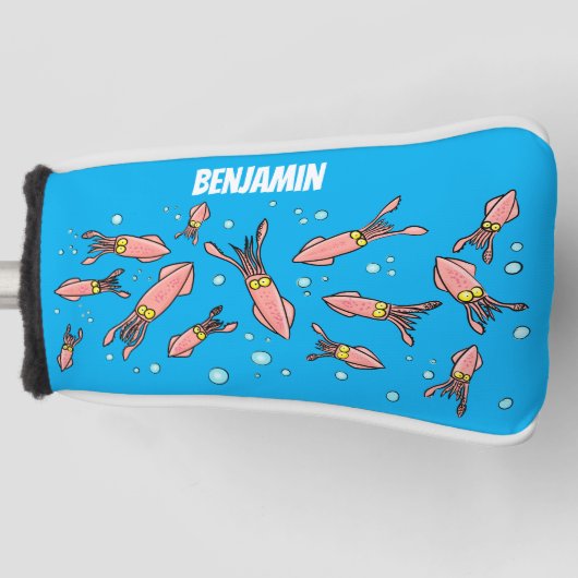 Niedliches, lustiges Rosa-Tintenfisch-Cartoon-Must Golf Headcover (Vorderseite)