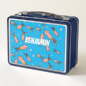 Niedliches, lustiges Rosa-Tintenfisch-Cartoon-Must Metall Brotdose (Rückseite)