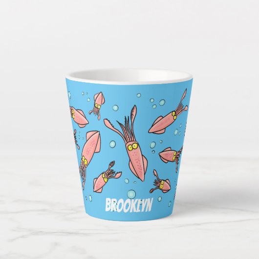 Niedliches, lustiges Rosa-Tintenfisch-Cartoon-Must Milchtasse (Vorderseite)