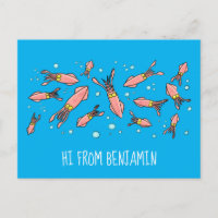 Niedliches, lustiges Rosa-Tintenfisch-Cartoon-Must