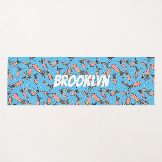 Niedliches, lustiges Rosa-Tintenfisch-Cartoon-Must Yogamatte (Vorderseite (Horizontal))