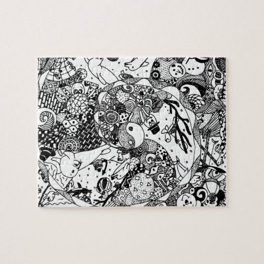 Niedliches, lustiges, schwarz-weißes Puzzle (Horizontal)