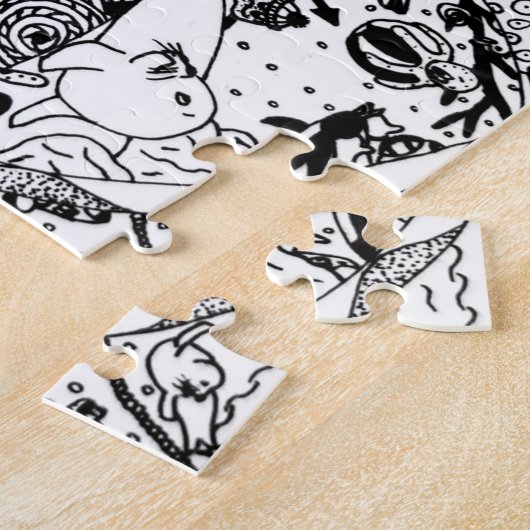 Niedliches, lustiges, schwarz-weißes Puzzle (Seite)