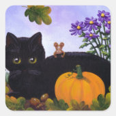 Niedliches lustiges schwarze quadratischer aufkleber (Vorderseite)