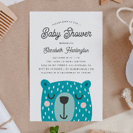 Niedliches lustiges Tier für Junge. Blauer Bärenju Einladung