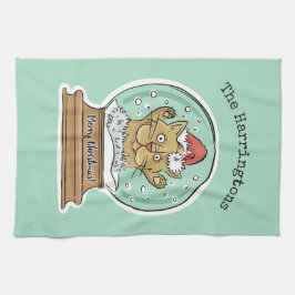 Niedliches lustiges Weihnachtskatzen-Name-Handtuch Geschirrtuch