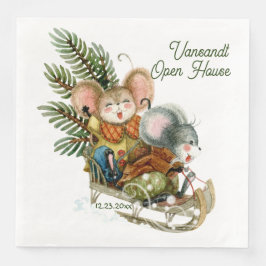 Niedliches, lustiges Weihnachtsmäuse Winter Custom Serviette