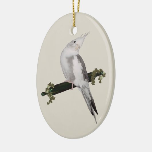 Niedliches Lutino Cockatiel Bird Ivy Pere Tier Keramik Ornament (Links)