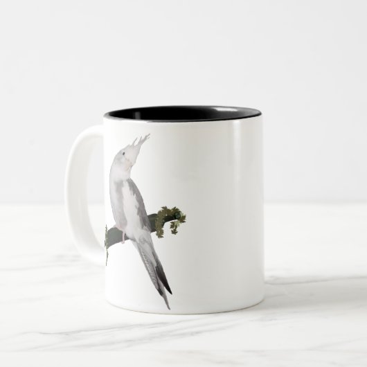 Niedliches Lutino Cockatiel Bird Ivy Pere Tier Zweifarbige Tasse (Vorderseite Links)