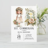 Niedliches Mädchen 1. Kommune Einladung (Stehend Vorderseite)
