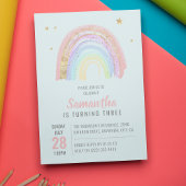 Niedliches Mädchen Abstrakter Regenbogen jedes Alt Einladung