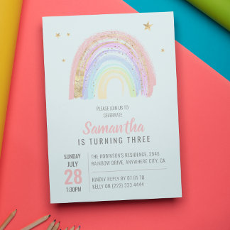 Niedliches Mädchen Abstrakter Regenbogen jedes Alt Einladung