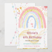 Niedliches Mädchen Abstrakter Regenbogen jedes Alt Einladung (Vorne/Hinten)