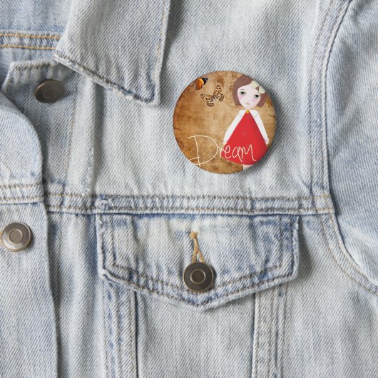 Niedliches Mädchen-Abzeichen, wunderliche Kunst, Button (Beispiel)