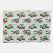 Niedliches Mädchen-Blau Vintages Geschirrtuch (Horizontal)