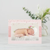 Niedliches Mädchen DANKE IHNEN Rosa Rose Glitzer | Ankündigung (Stehend Vorderseite)