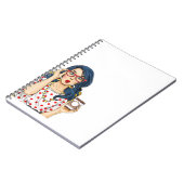 Niedliches Mädchen, das Kaffeetasse hält Notizblock (Linke Seite)