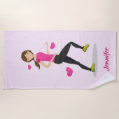 Niedliches Mädchen, das Lieben hat, Illustrationen Strandtuch (Vorderseite)