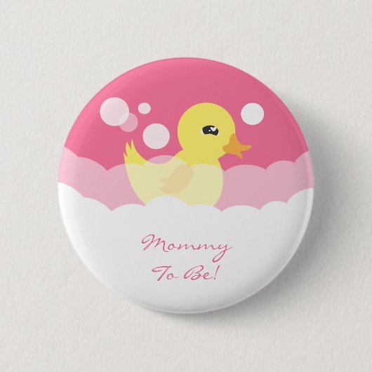 Niedliches Mädchen-Ducky Baby-Gummidusche Button (Vorderseite)