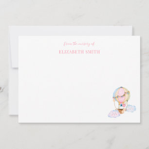 Niedliches Mädchen Dusche Heißluftballon Rosa  Mitteilungskarte