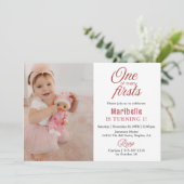 Niedliches Mädchen Eines von vielen ersten 2 Foto Einladung (Stehend Vorderseite)