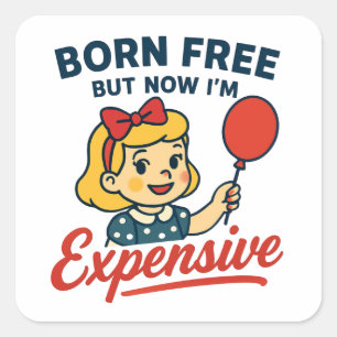 Niedliches Mädchen, freier Geist Quadratischer Aufkleber