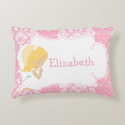 Niedliches Mädchen Gebet und Gedicht Dekokissen (Vorderseite)